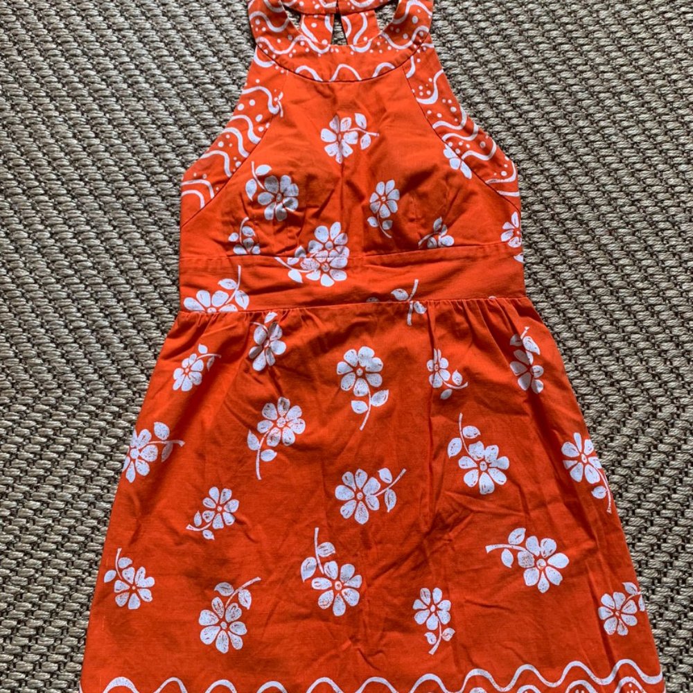 Vintage 60s Halter Orange Mini Dress - Picture 4 of 7